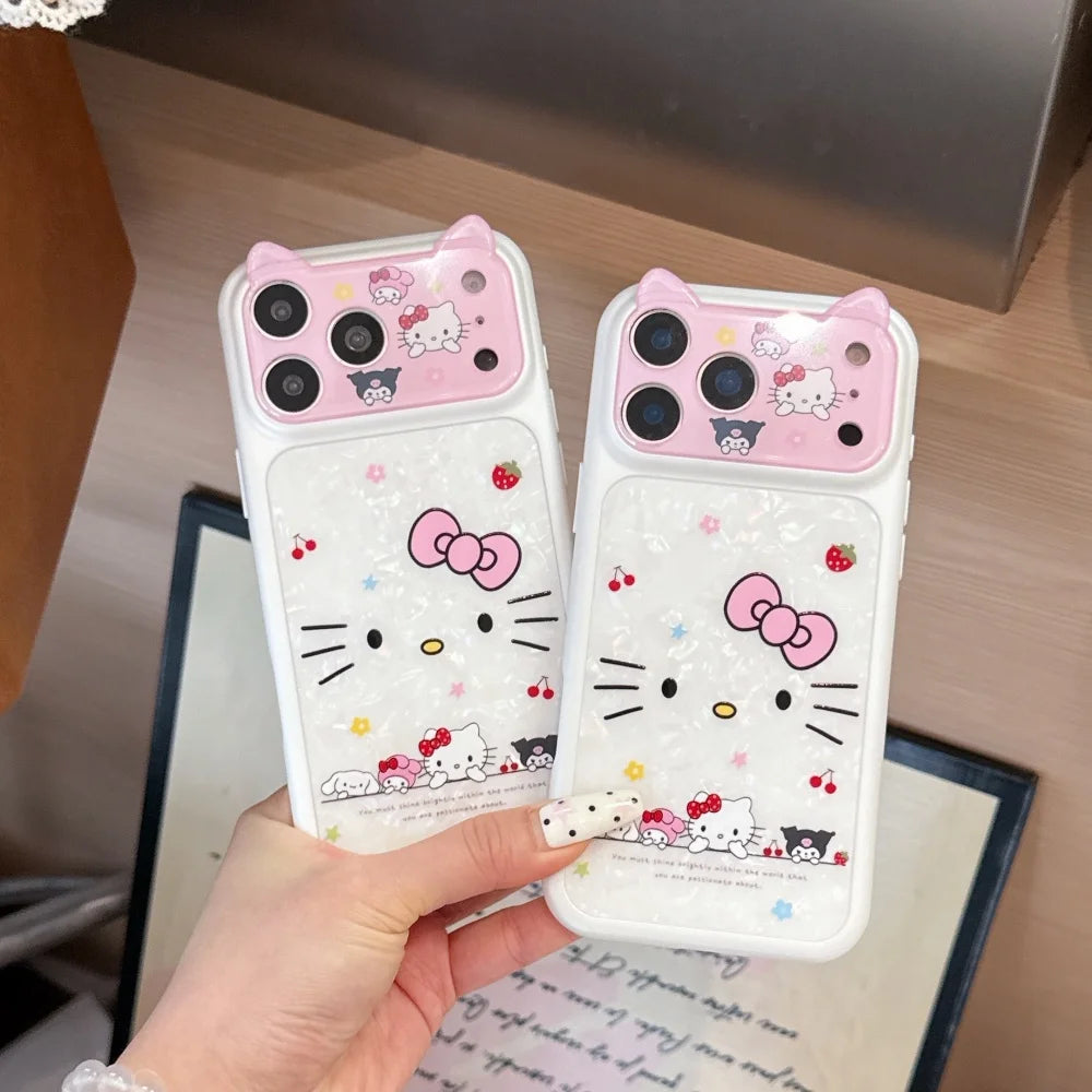Cartoon Cat Ear Cute Sanrio KT  Shockproof Phone Case For iPhone