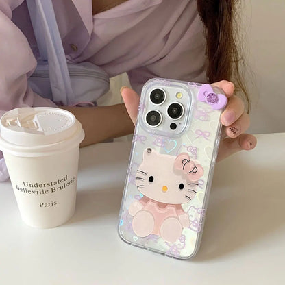 Hello Kitty Bow Stand Purple Bow Phone Case For iPhone