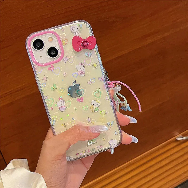 Hello Kitty Colorful Star Bow Phone Case For iPhone