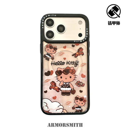 Magnetic Grip Holder Magsafe Wireless Charge Sanrio Hello Kitty Phone Case For iPhone