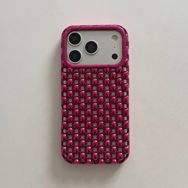 Luxury Advanced 3D solid Candy Color Pearl Round Bead Phone Case For iPhone