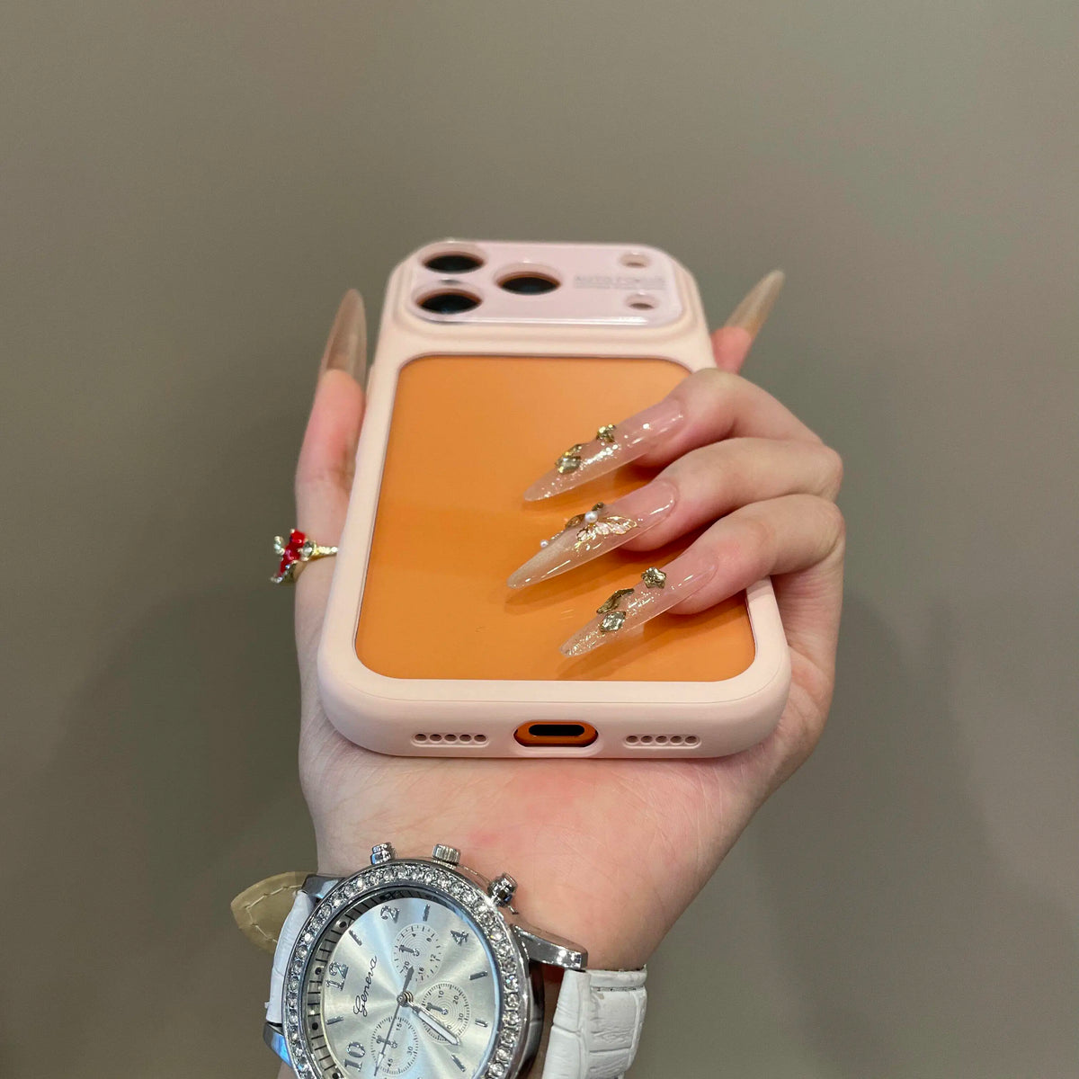 Luxury Candy Color Large Window Clear Phone Case  For iPhone