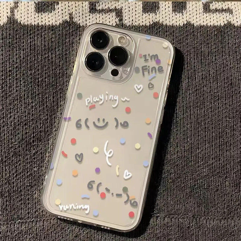 Colorful Polka Dots Cartoon Cover Transparent Phone Case