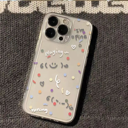 Colorful Polka Dots Cartoon Cover Transparent Phone Case