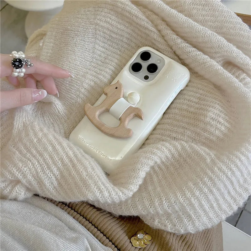 Luxury Urbans Buffer Horse Ring Leather PU Hard Phone For iPhone