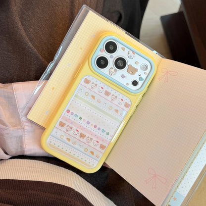 Korean Splicing Polka Dots Cartoon Animals Pattern Phone Case For iPhone