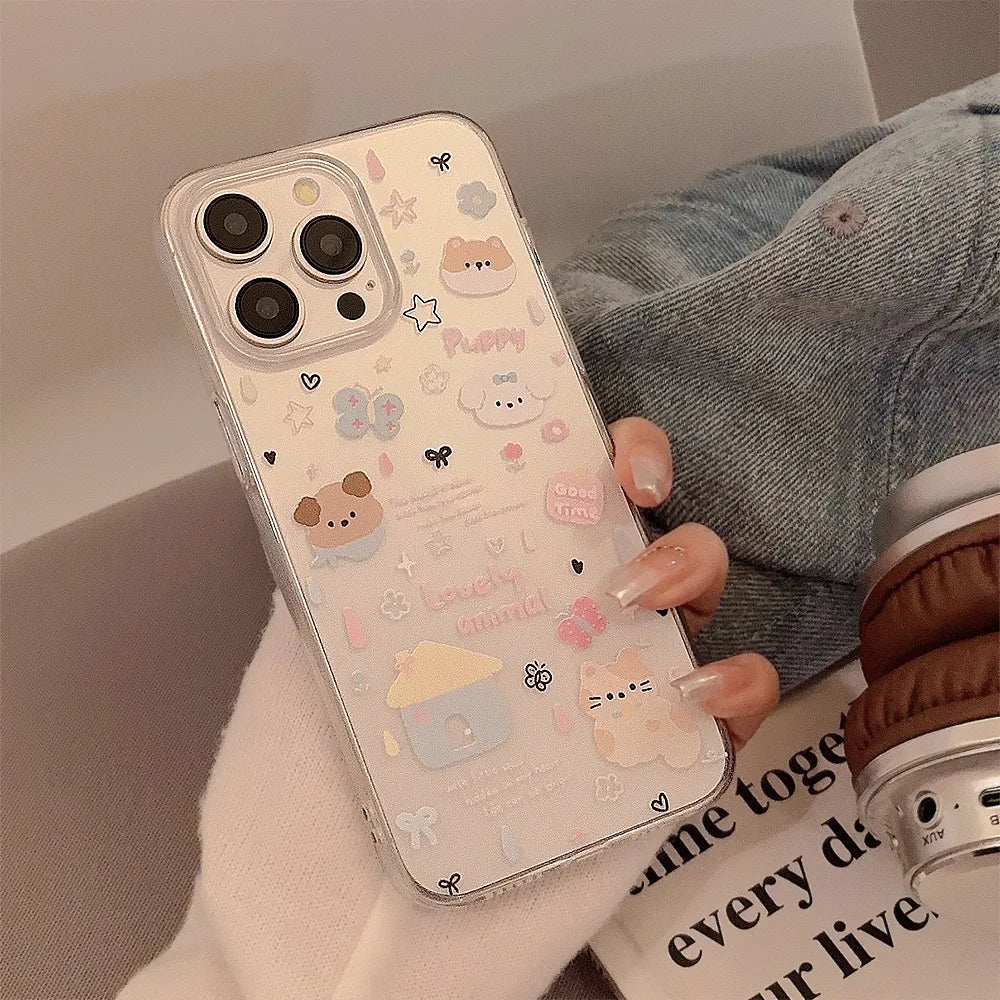 Cute Cartoon Puppy Shell Pattern Phone Case For iPhone