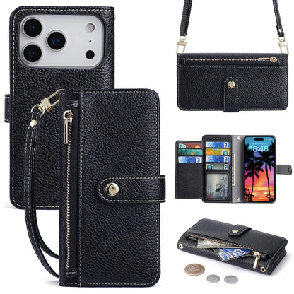 Zipper Wallet with Cards Solt  Flip Cover For iPhone