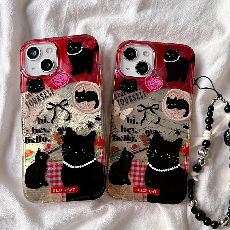 Black Cat Pattern Phone Case For iPhone