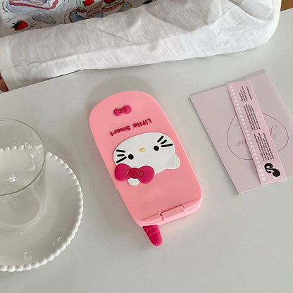 3D Cute Sanrio Hello Kitty Hide Makeup Mirror Flip Cover Phone Case For iPhone