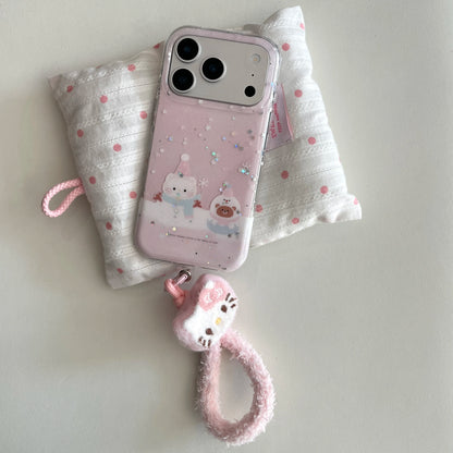 Korean INS Glitter Snowman Kitty Cat Phone Case For iPhone