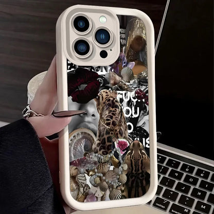 Fashionable Leopard Print Collage Plain Case For iPhone