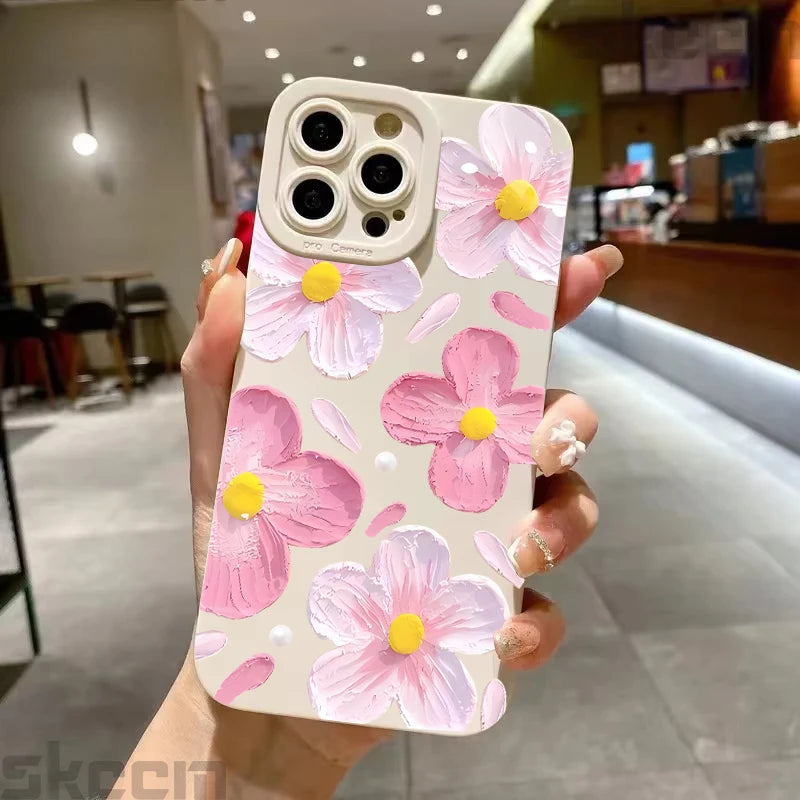 Cute Honeybee Flower Pattern Phone Case For iPhone