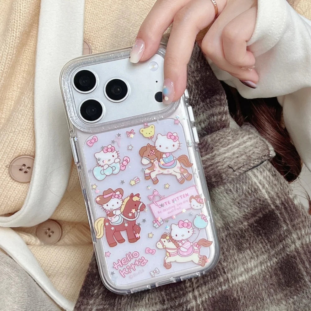 Lovely Cartoon Riding Kitty Phone Case For iPhone