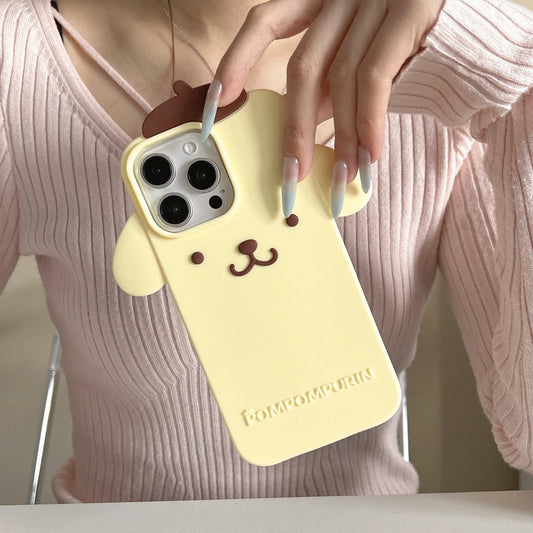 3D Stereoscopic Cute Fashion Sanrio Cinnamoroll Pom Pom Purin Phone Case For iPhone