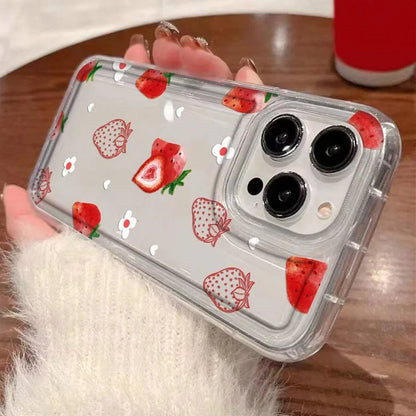 Summer Strawberry Flowers Print Clear Phone Case