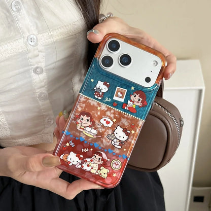Double Layer Splicing Leopard Print Kitty Case For iPhone