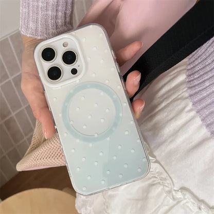 Simple Polka Dots Gradient Blue Magnetic Stand Holder Phone Case