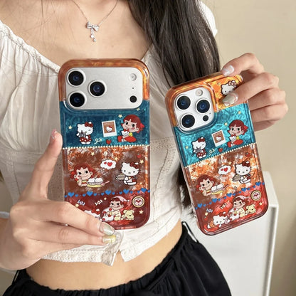 Double Layer Splicing Leopard Print Kitty Case For iPhone