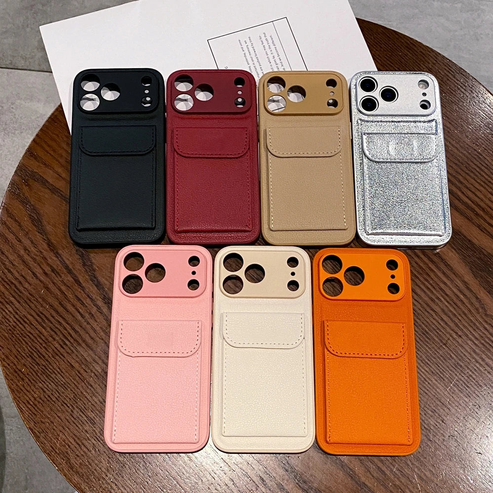 Card Slot Wallet PU Leather Bracket Case For iPhone