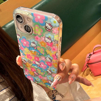 Hello Kitty Flower Dolphin Phone Case For iPhone