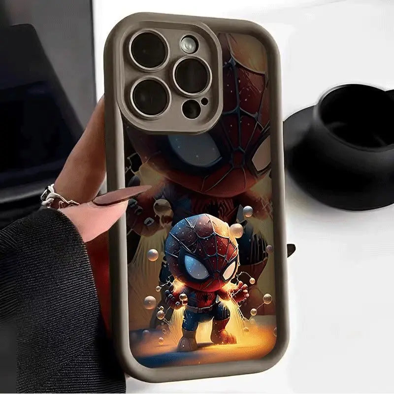 Cute Big Head Spider Man Comic Phone Case For iPhone