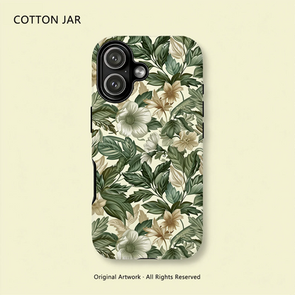 Green Botanical Magnetic Protective Phone Case For iPhone