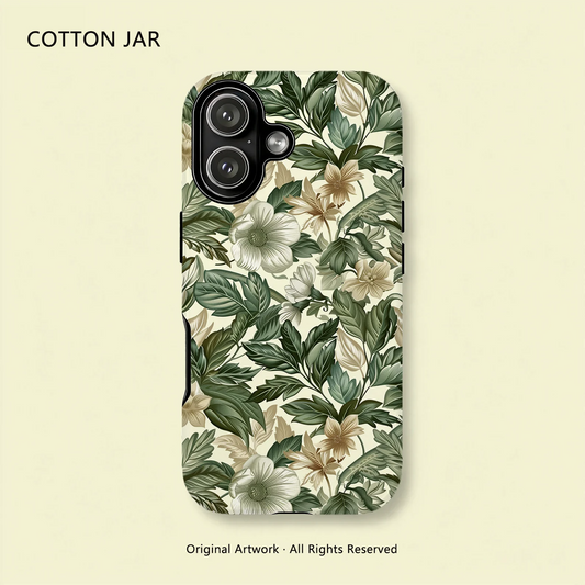 Green Botanical Magnetic Protective Phone Case For iPhone