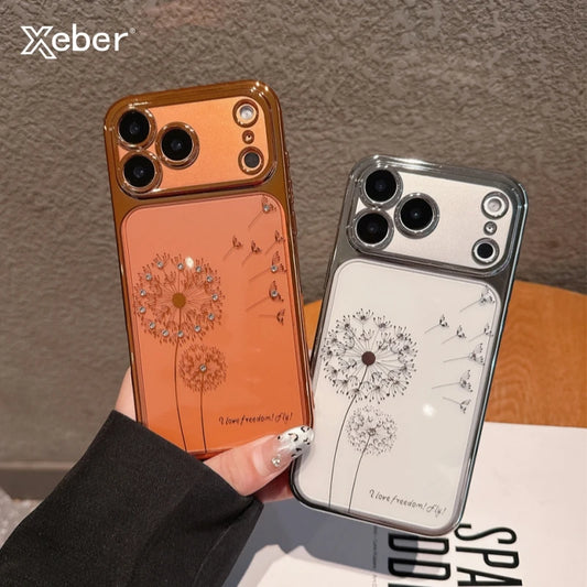 Plating Gradient Glitter Dandelion Case For iPhone