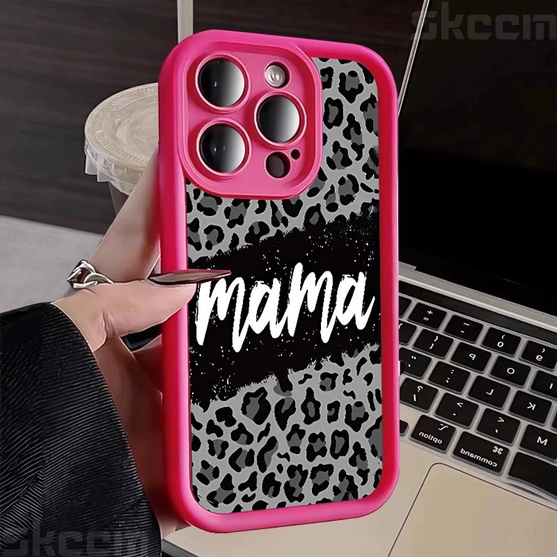Leopard Print Mom Letter Patter Phone Case For iPhone
