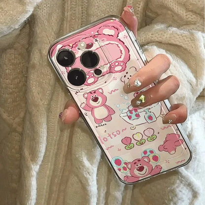 Bath Strawberry Bear Cute Phone Case For iPhone