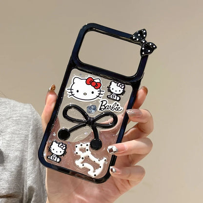Luxury Cute Cartoon Glitter Powder Bow Sanrio Hello Kitty Phone Case For iPhone