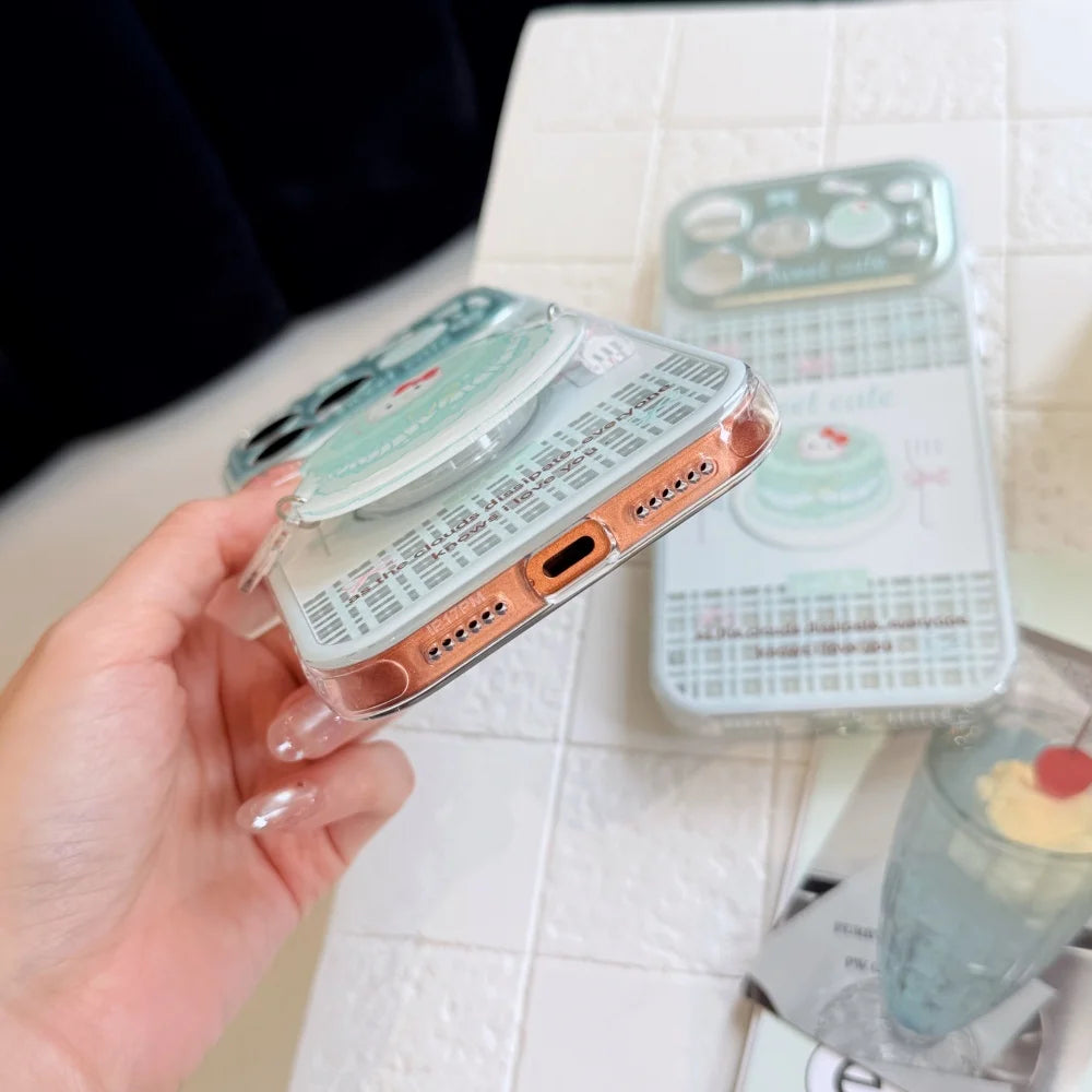 Cute Sanrio Hello Kitty Cake Magnetic Bracket Phone Case For iPhone