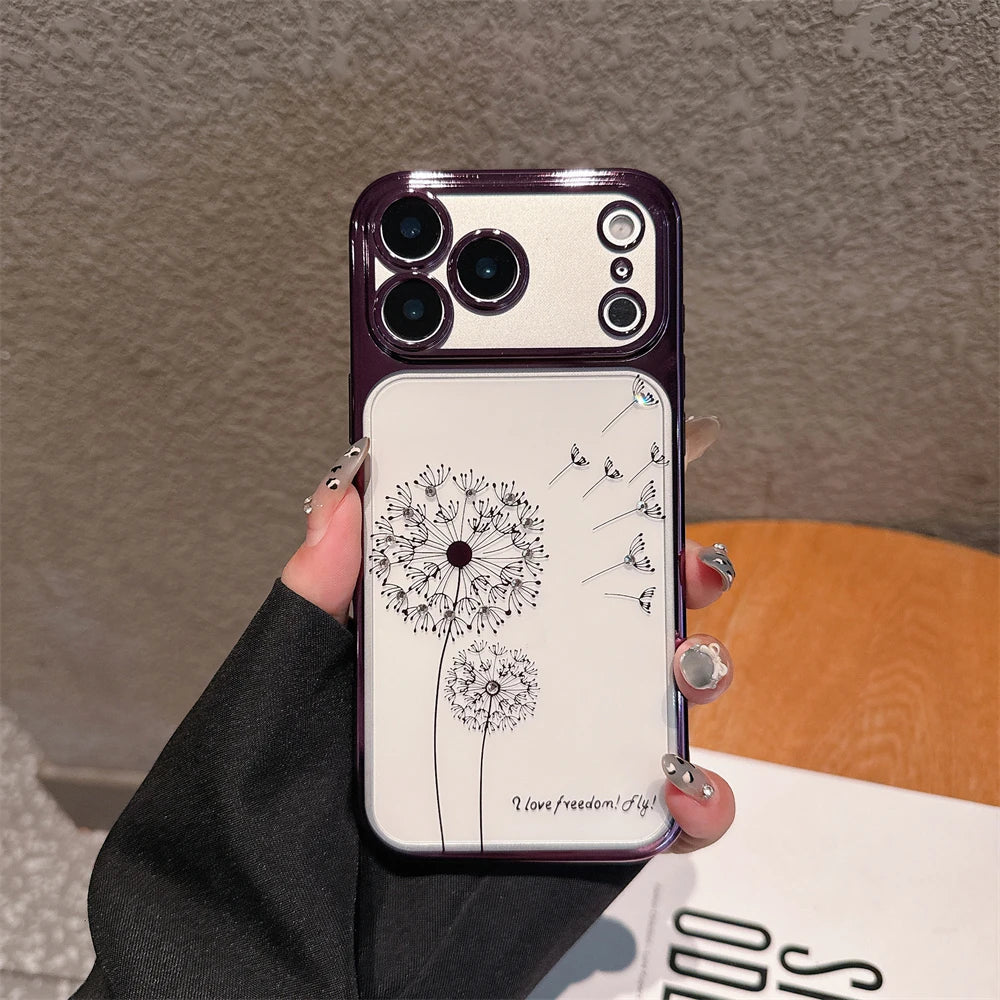 Plating Gradient Glitter Dandelion Case For iPhone