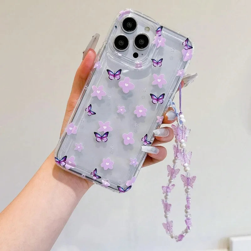 Lovely Butterfly Flower Phone Case For iPhone