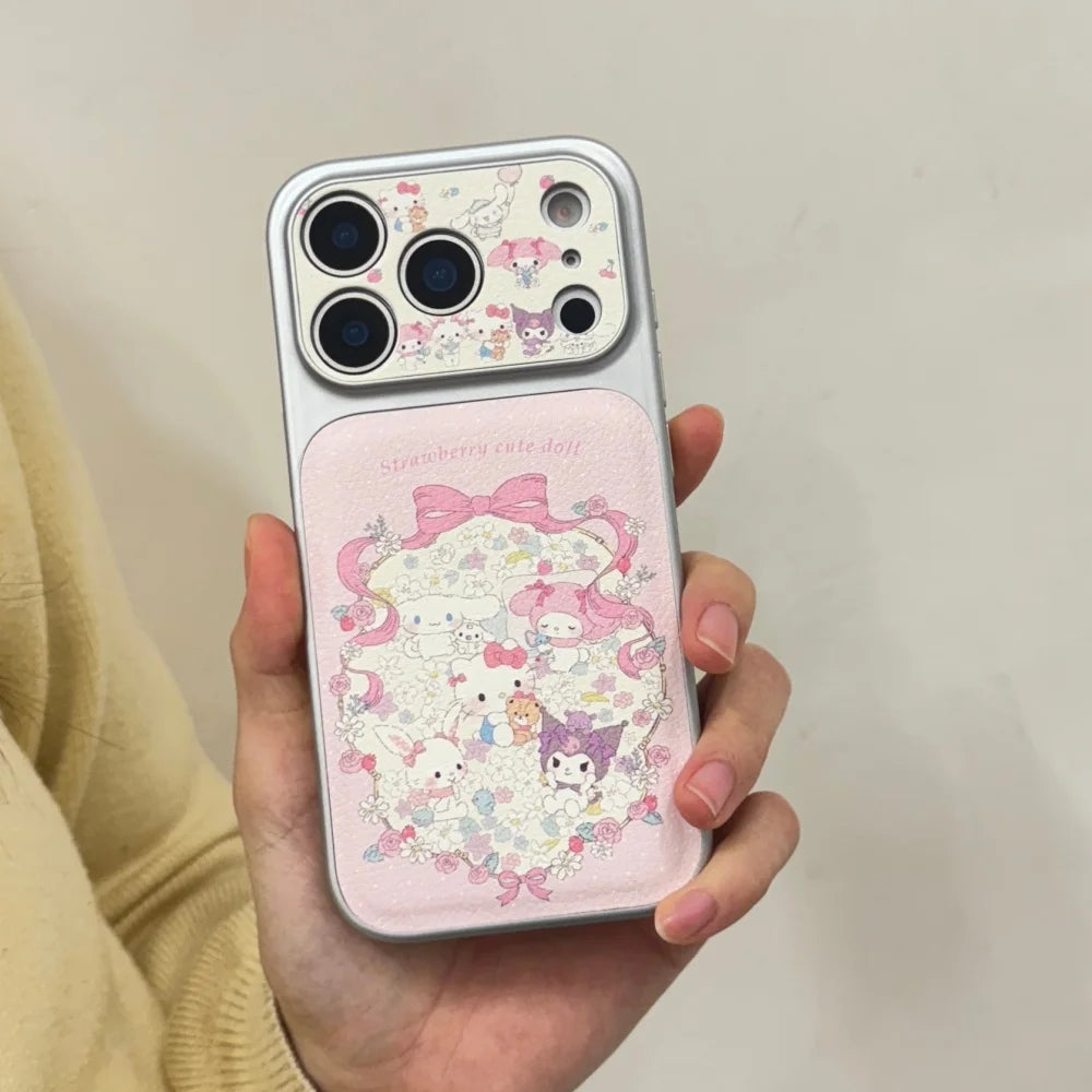 Fine Hole Skin Sticking Sanrio Family Phone Case For iPhone