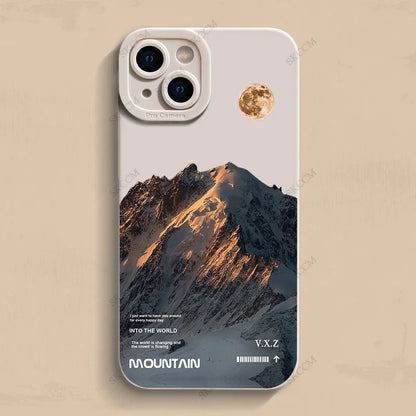 Snow Mountain Sunrise Scenery Silicone Phone Case For iPhone