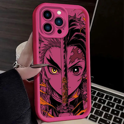Demon Slayer Split Half Face Anime Phone Case Phone Case For iPhone