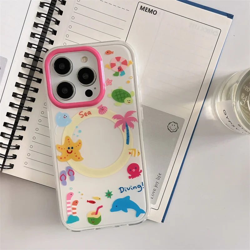 Cute Starfish Shaking Support Stand Magnetic Phone Case