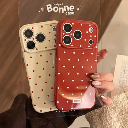 Korean Full Screen Polka Dots Soft Phone Case For iPhone