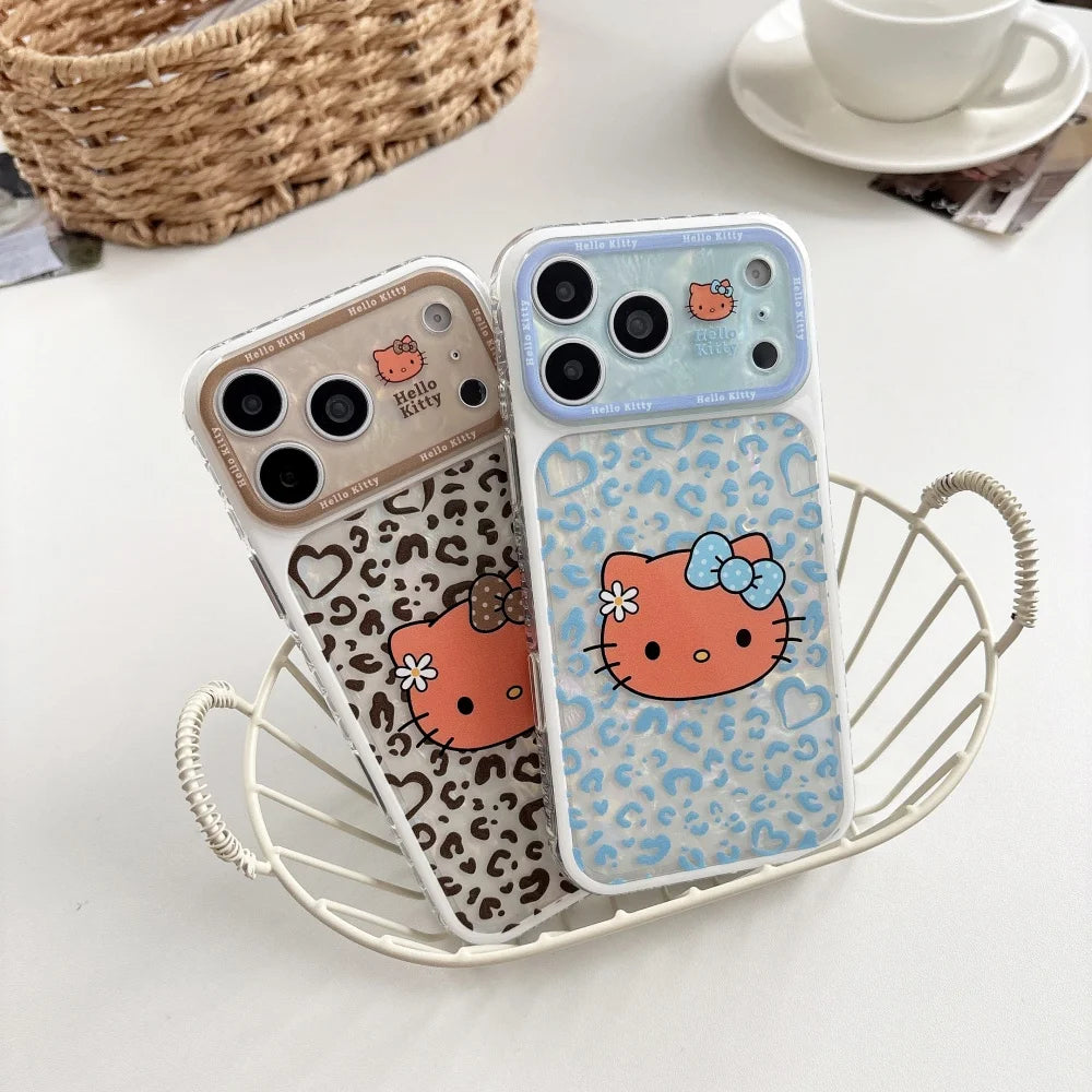 Luxury IMD Leopard Print Cute Sanrio Hello Kitty Case For iPhone