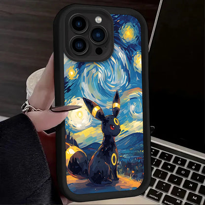Starry Sky Oil Painting Pokemon Phone Case For iPhone