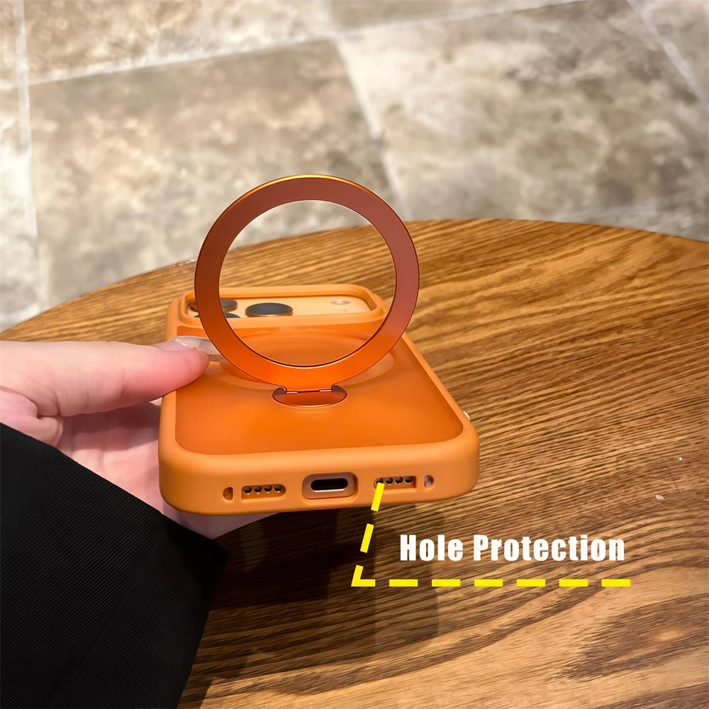 Matte Rotate Holder TPU Case For iPhone