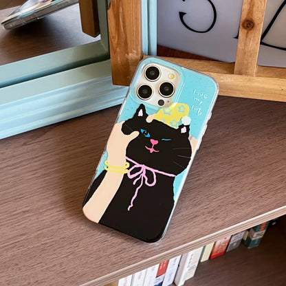 Adorable & Sweet Cute Black Cat with Colorful Beaded Chain Lovely Phone Case