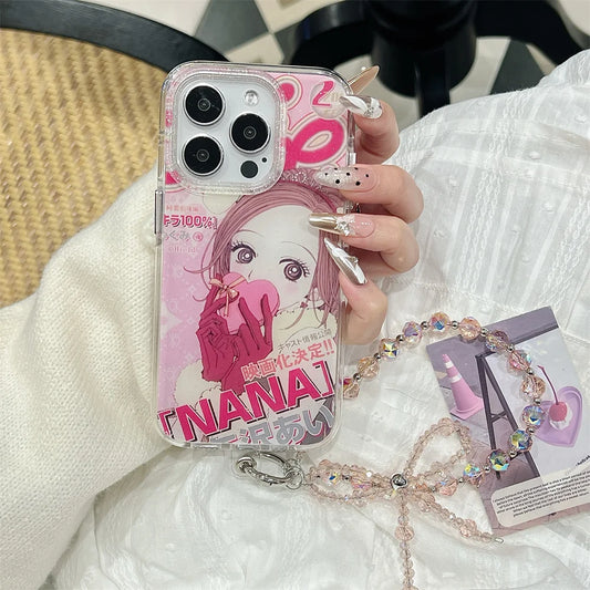 Japan Korean Cute Cartoon Girl kawaii Phone Lanyard Case For iPhone