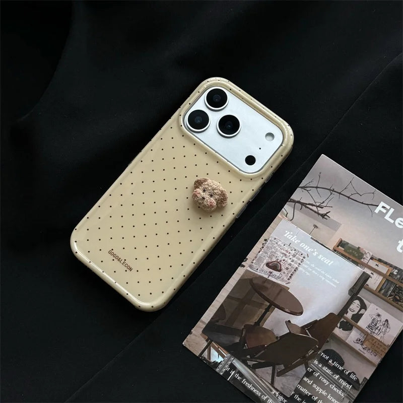 Fashion Cute 3D Bear Polka Dot Phone Case For iPhone