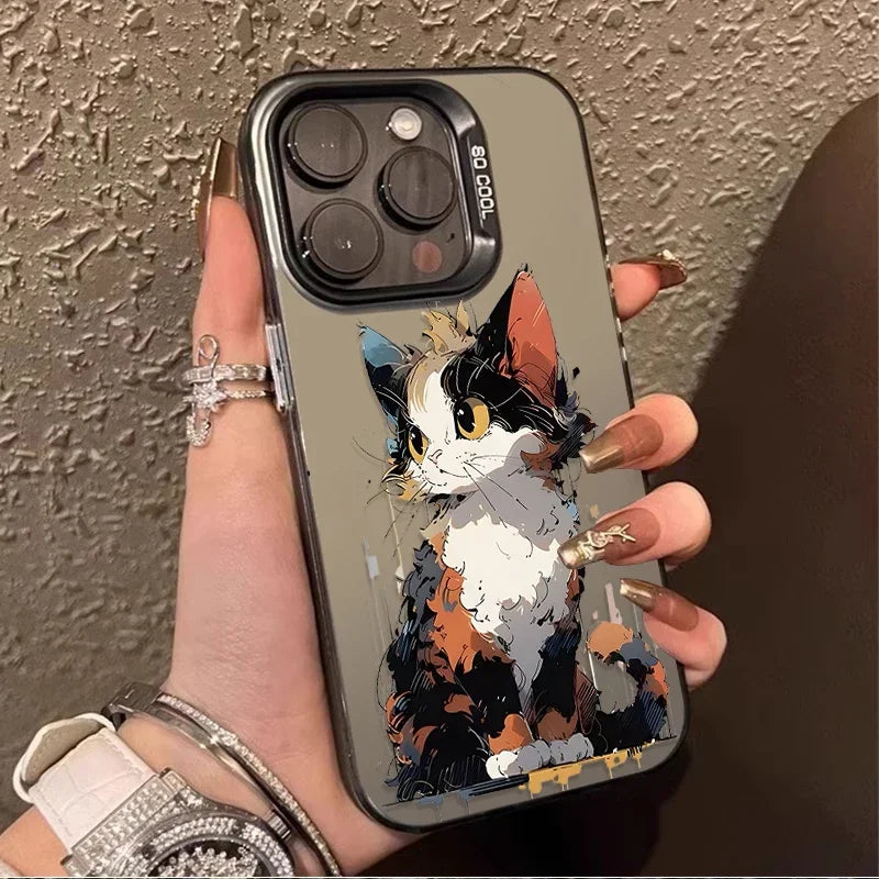 Cute Painting Cat Phone Case For iPhone