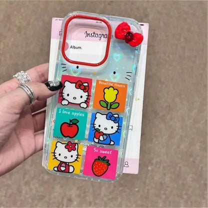 Hello Kitty Bow Shinning Flower Phone Case For iPhone