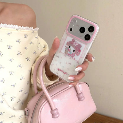 Pink Double Layer Floral Hug Bear Meiledi Phone Case For iPhone