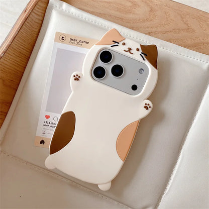 Korean 3D Cute Cartoon Cat Pattern Phone Case For iPhone